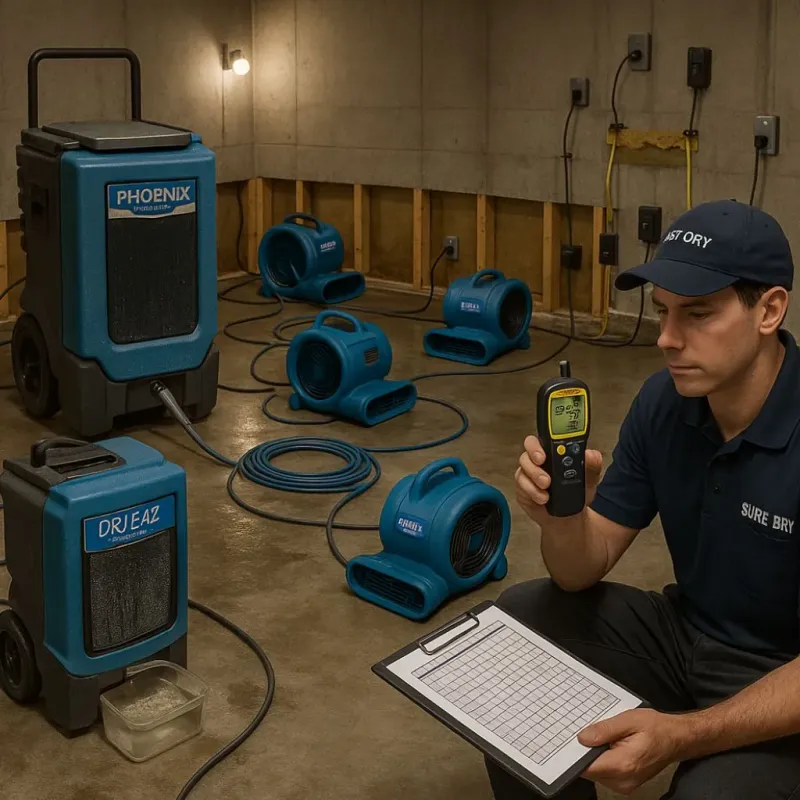 Structural Drying and Dehumidification process in Poseyville, IN